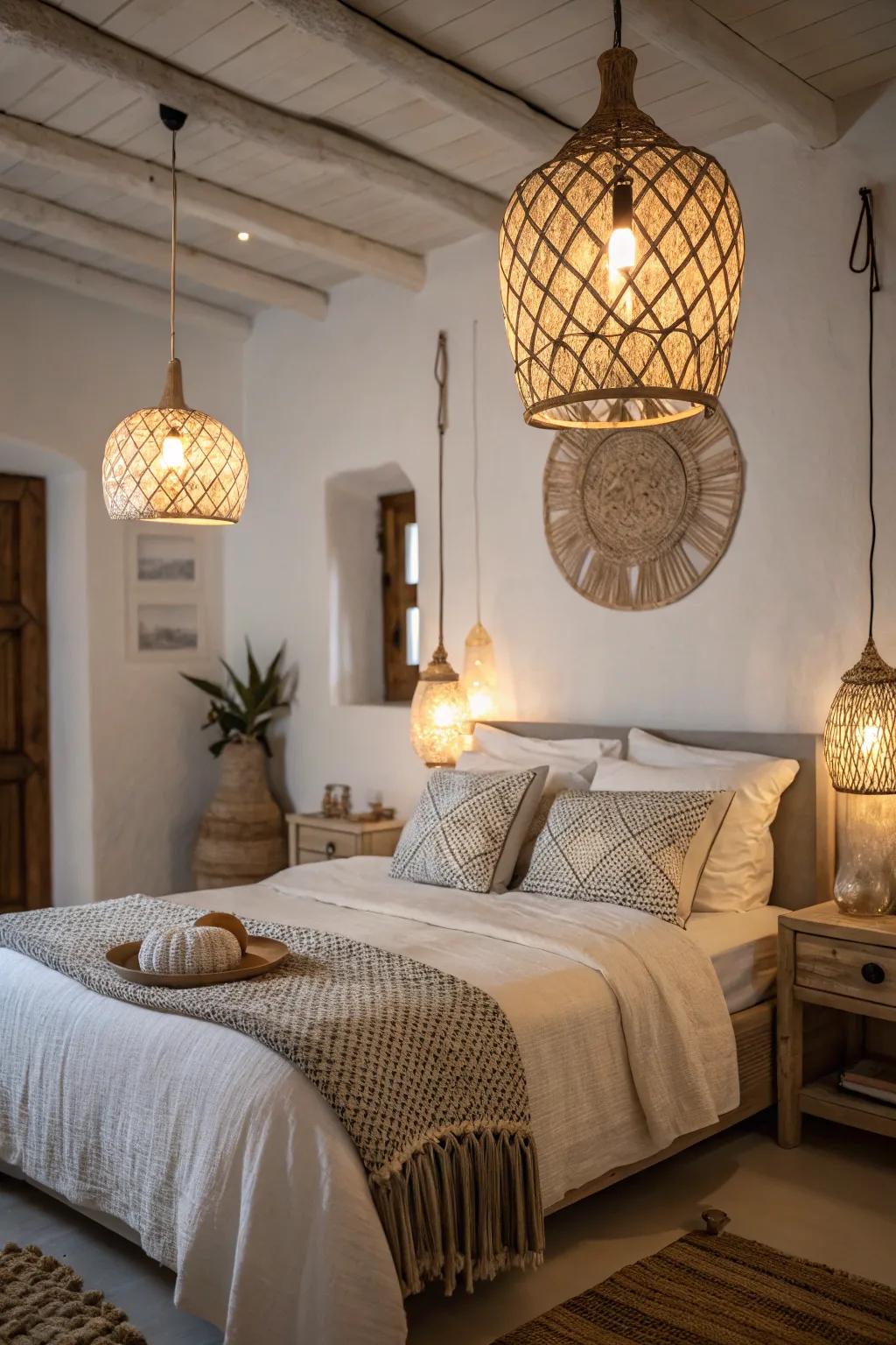 Pendants that emit effulgence of softness fabricate an atmospheric condition that is both intimate and inviting.