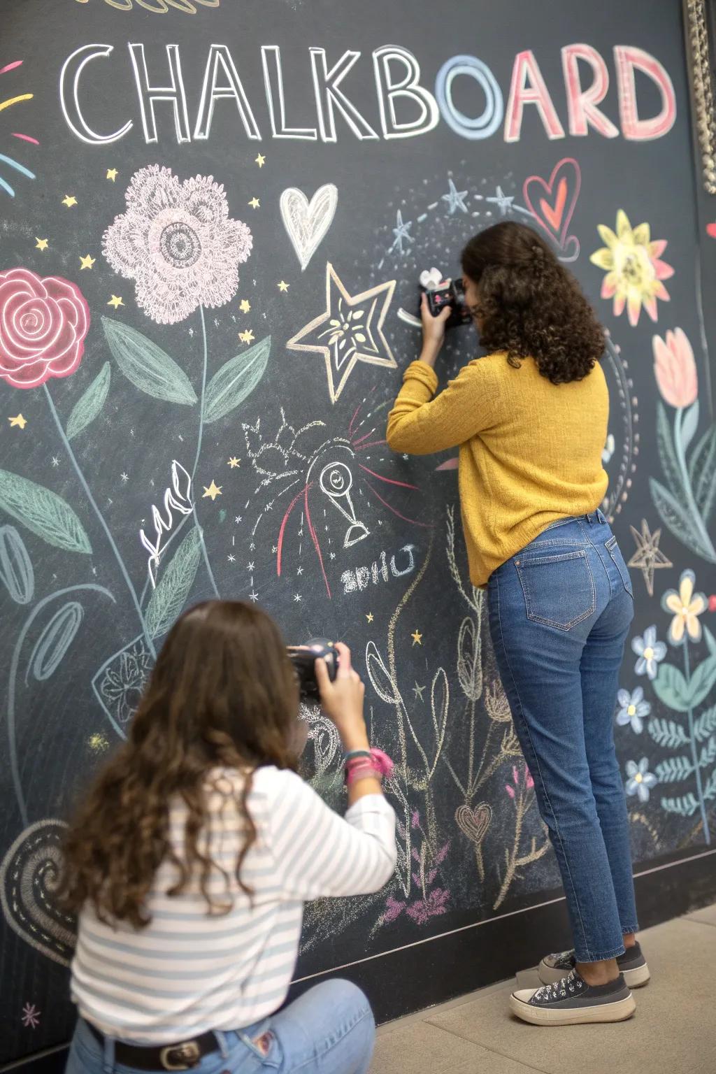 Personalized and creative using a slateboard backdrop.