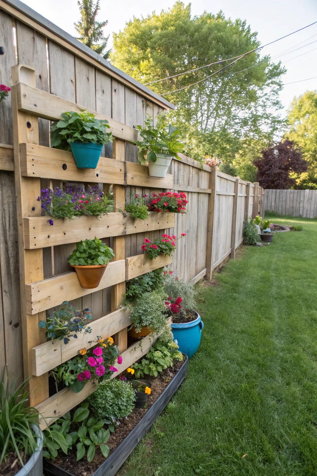 Eco-friendly and stylish pallet wall sanctuary.
