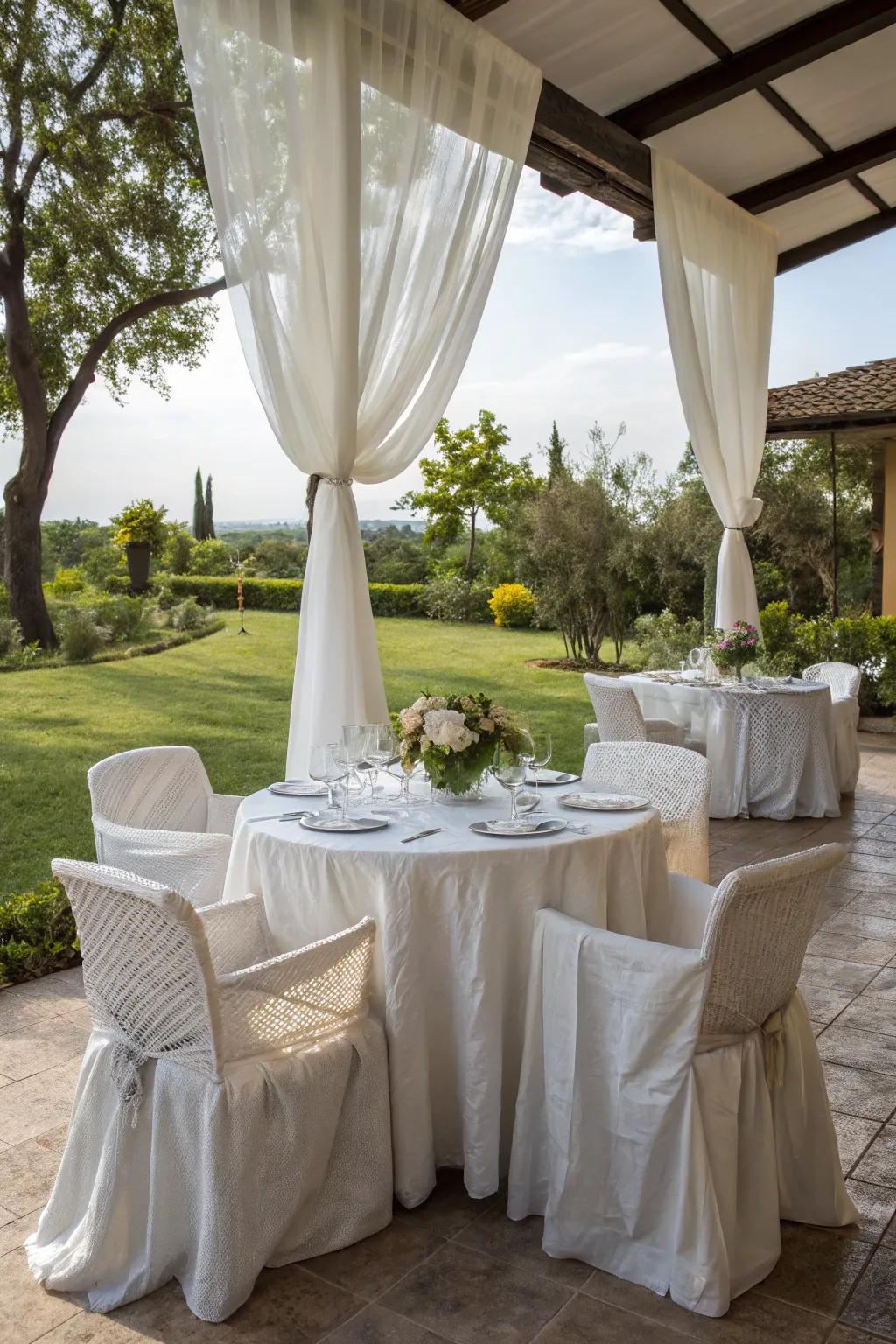 Keep your patio stylish and protected with tablecloth covers.
