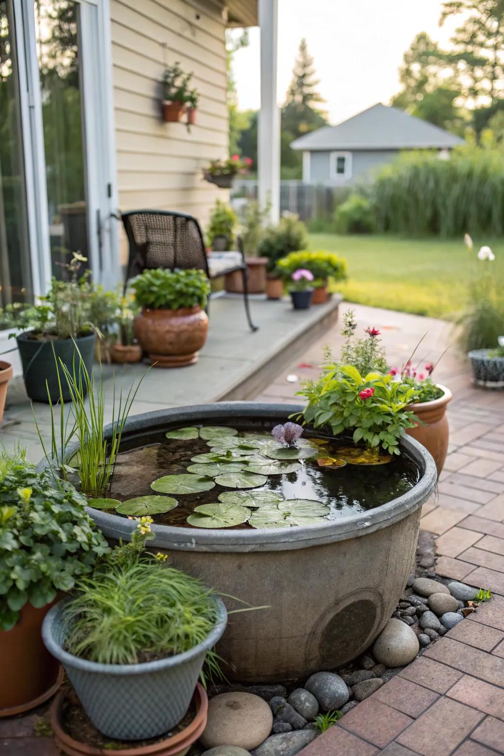 A DIY basin pond delivers a budget-conscious and delightful water characteristic.