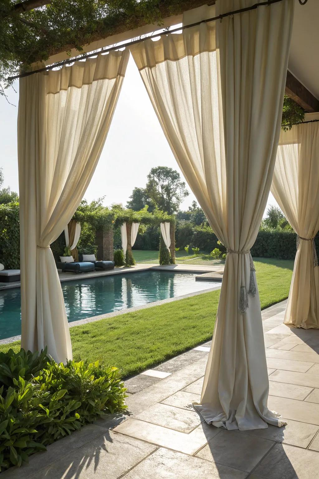 Outdoor curtains append elegance and privacy.