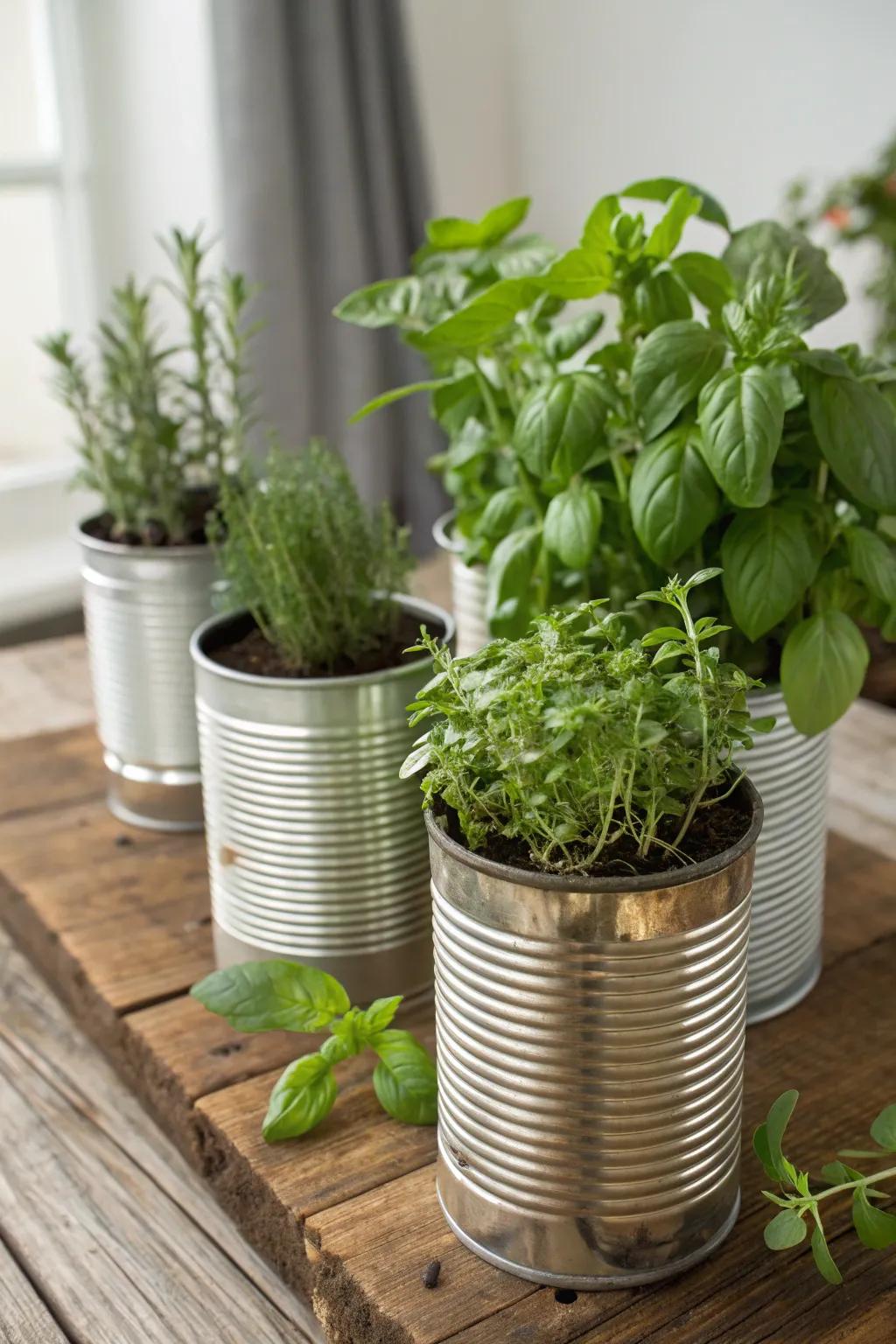 Recycled receptacles infuse both sustainability and style into botanical displays.