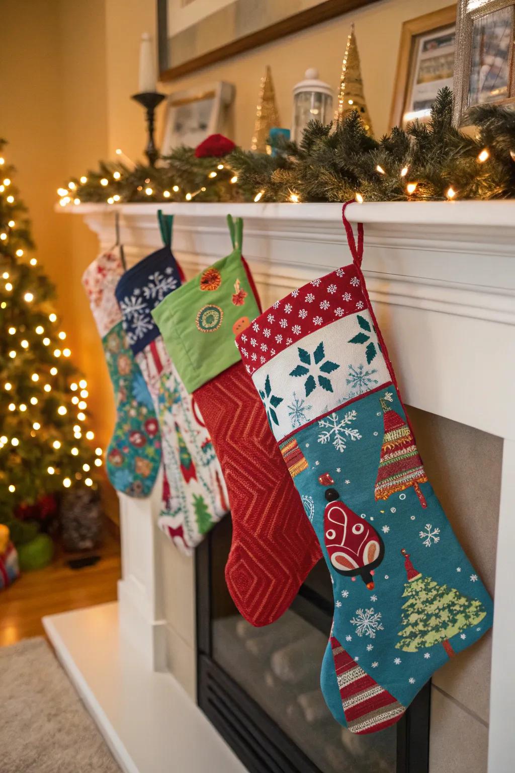 Delightful holiday hosiery prepared for filling.