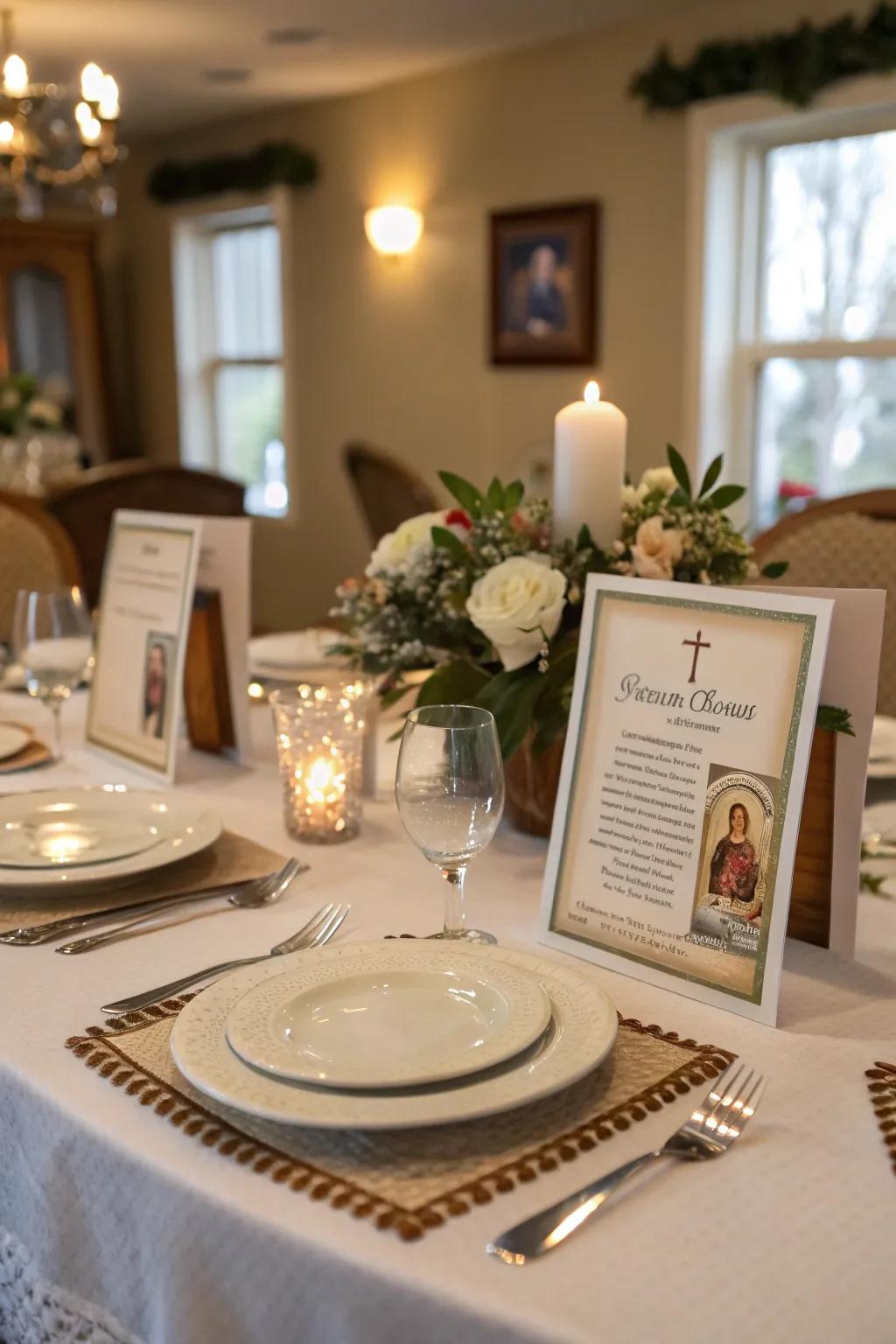 Prayer cards promote community and reflection.