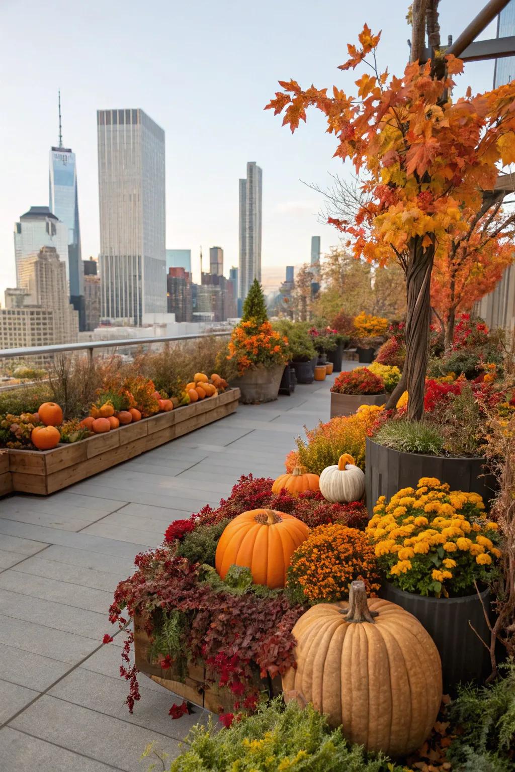 Themed ornamentation preserves the vitality and animation of your rooftop garden.