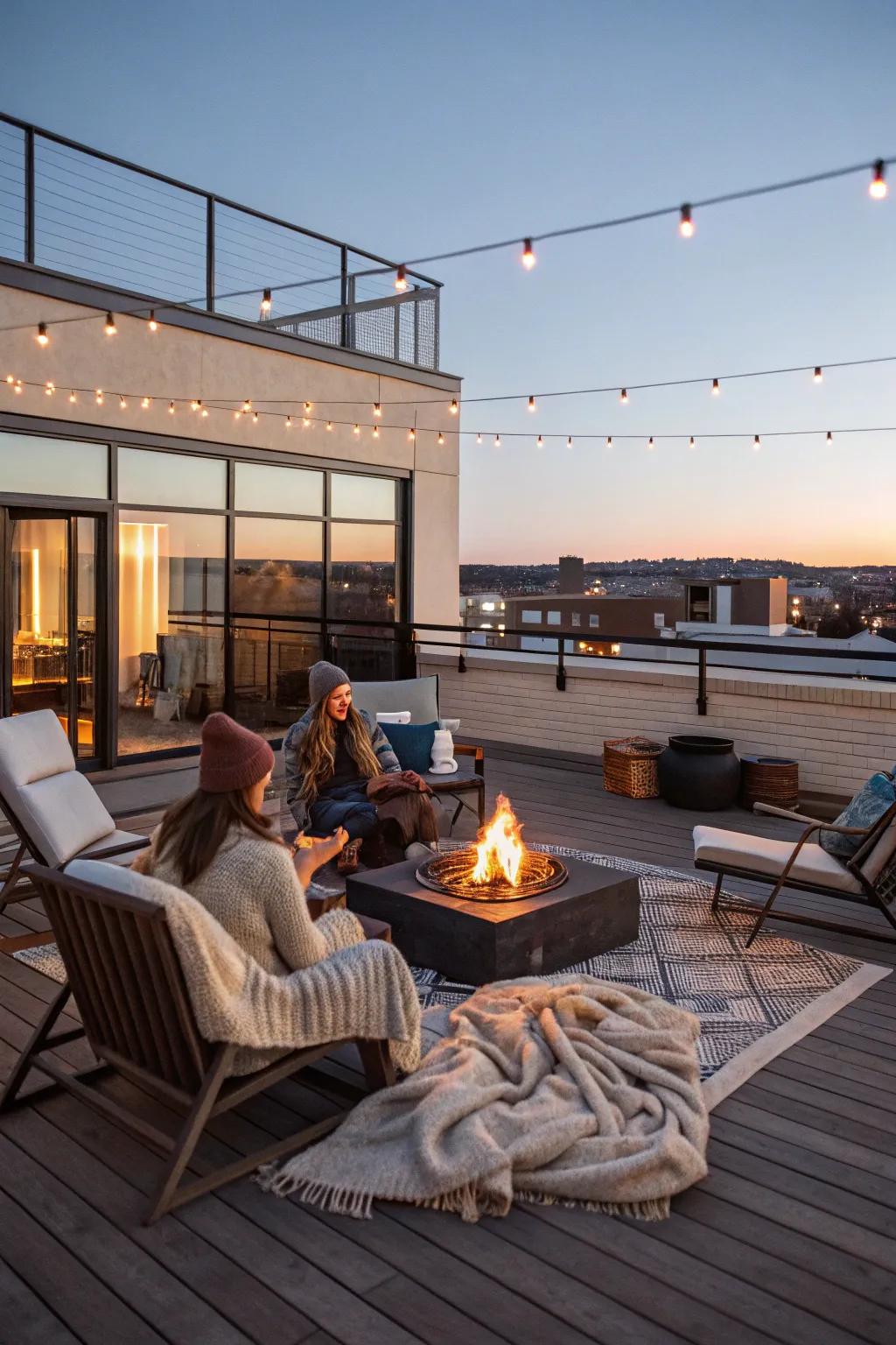 Warm up your rooftop using a cozy bonfire stand.