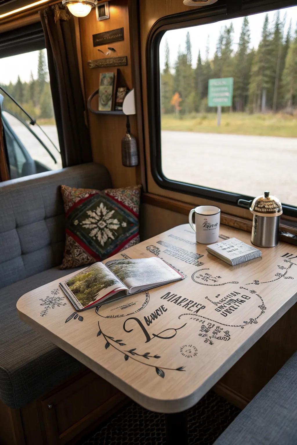 Personalized accents render your RV surface authentically unique.