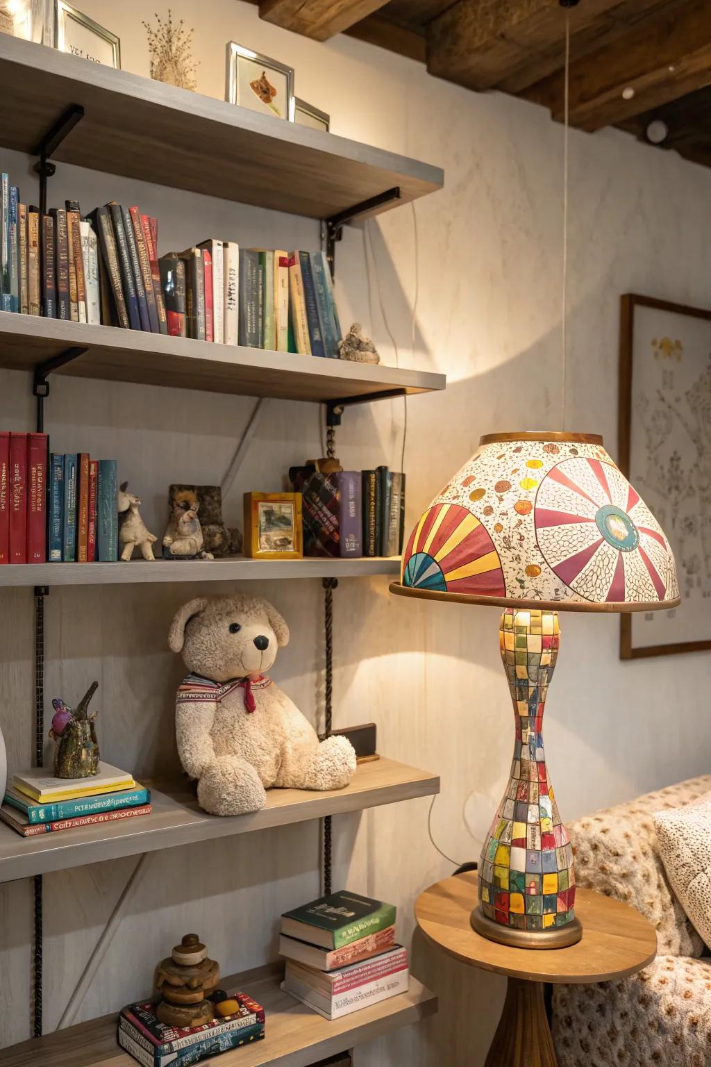 An unanticipated twist incorporates surprise and delight to shelves.