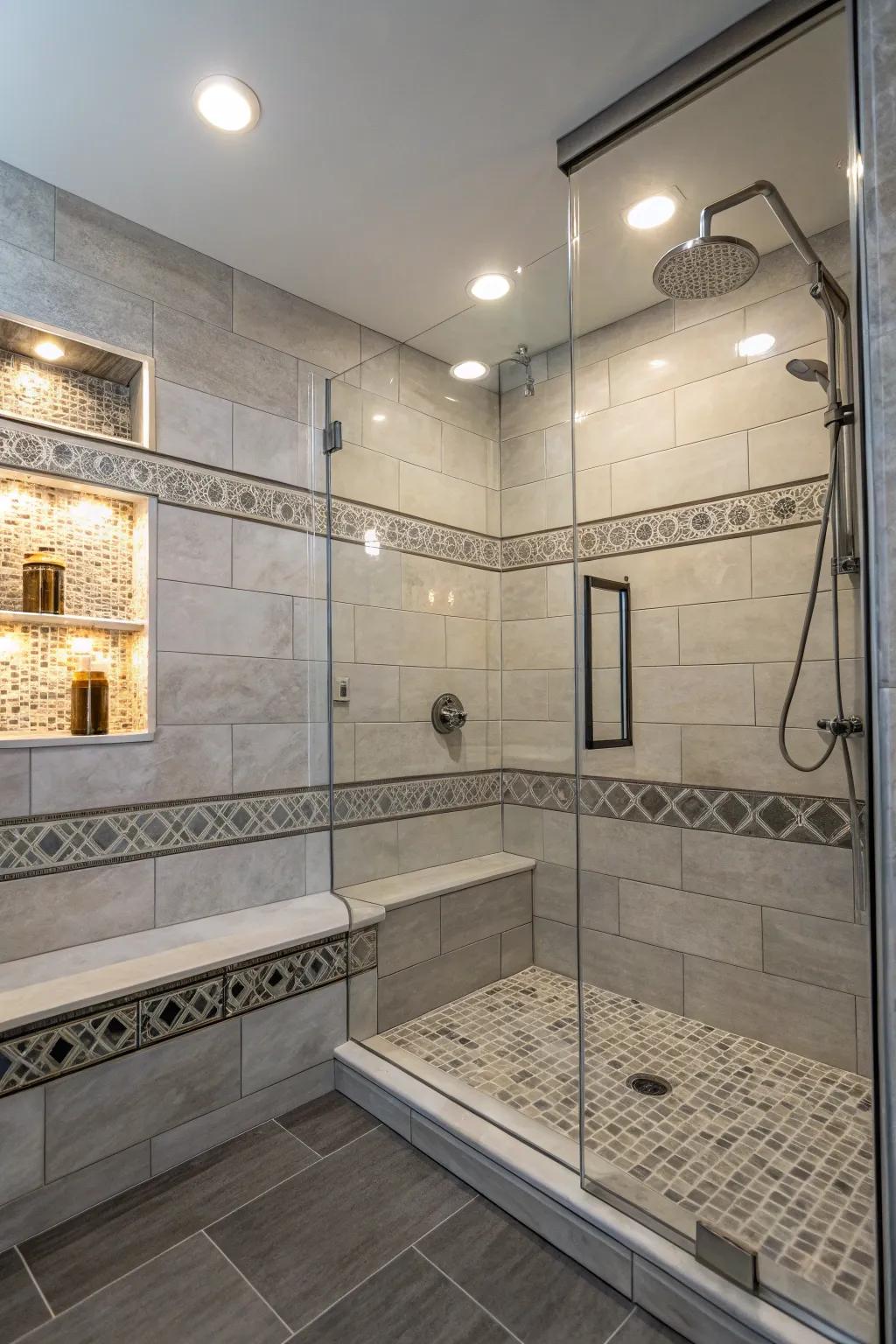 Accent beams enhance shower appeal.