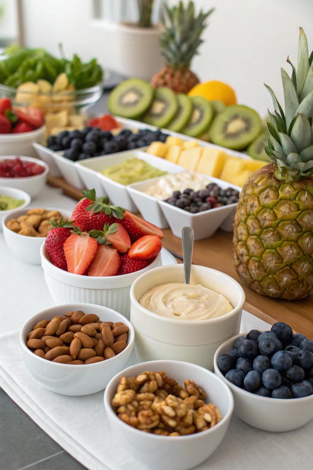 A personalized fruit toppings bar fosters creativity.