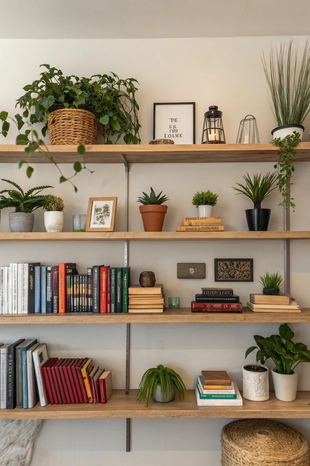 Open shelving provides both function and style.