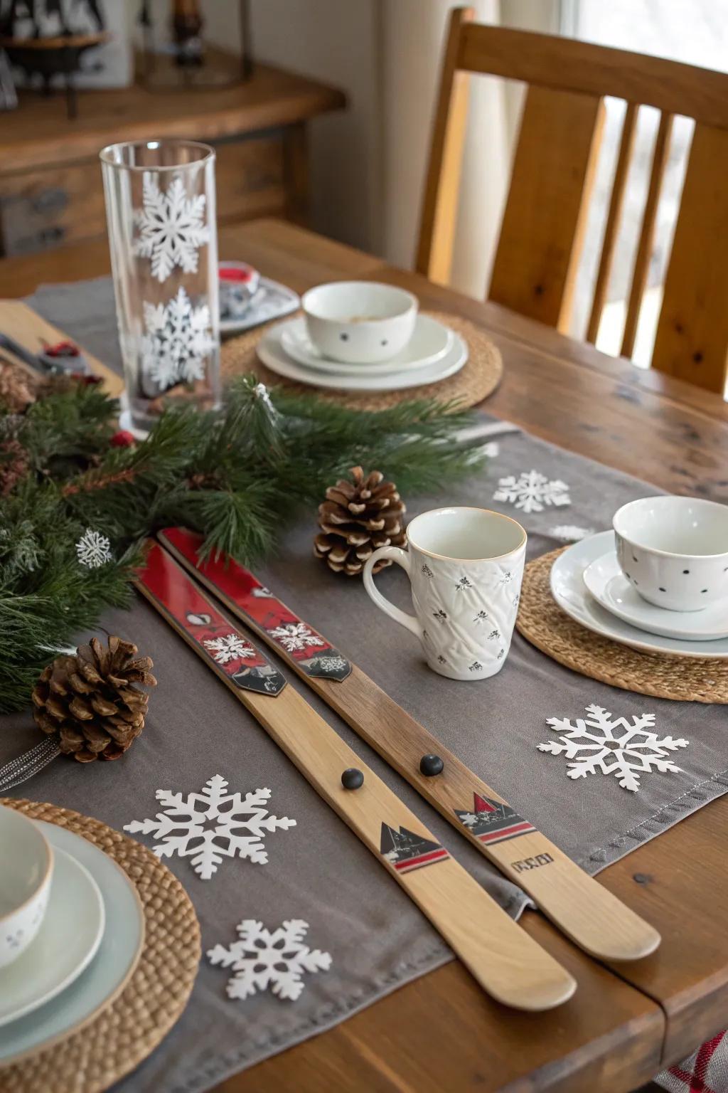Delight your guests with your ski-themed table decorations.