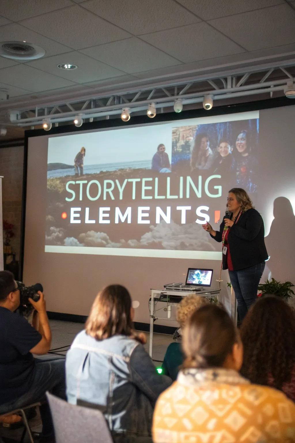 Slides that incorporate storytelling elements for engagement.
