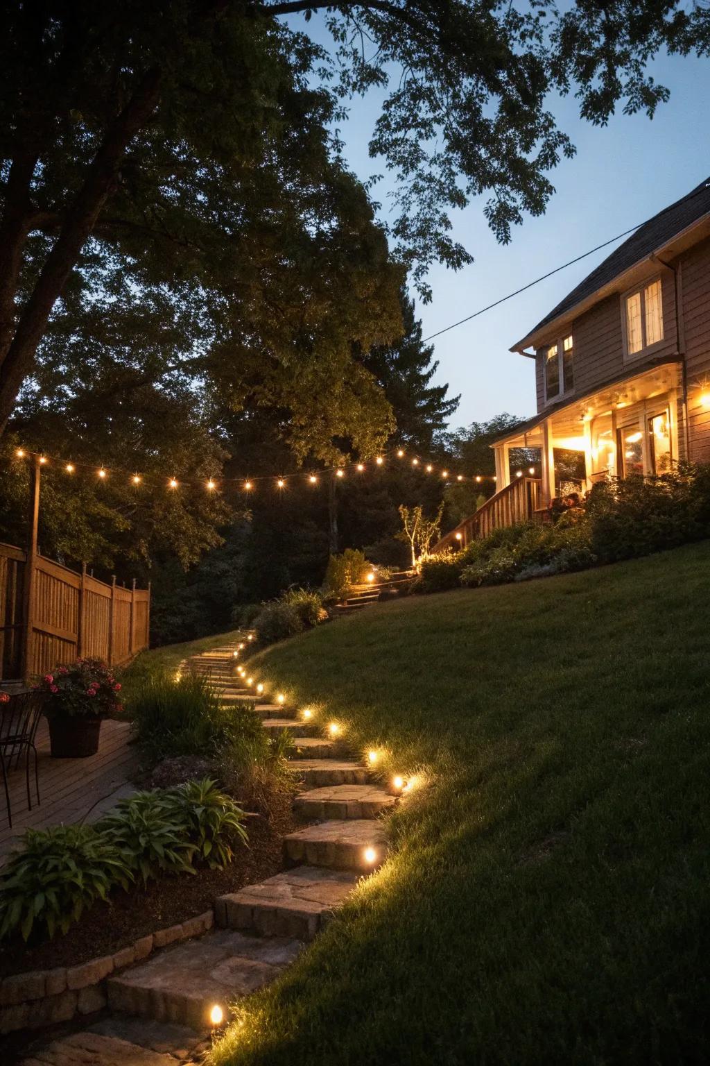 Atmospheric illumination enhances security and ambiance.