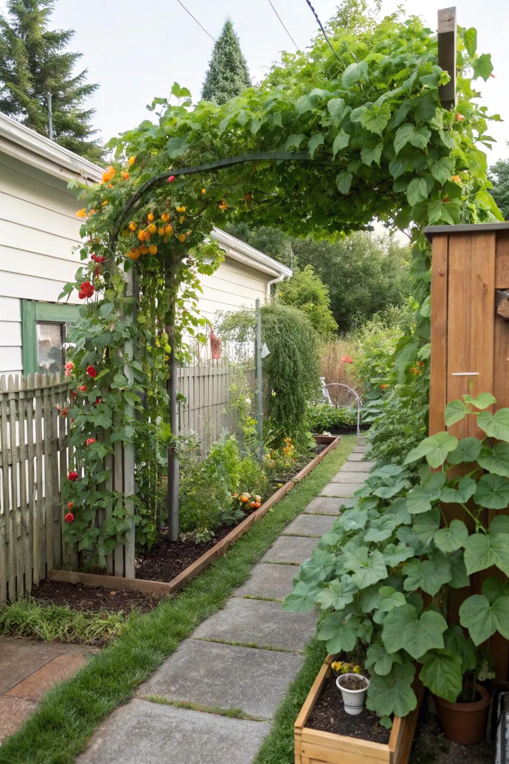 Vertical nurturing allows efficient implementation of capacity for a productive garden.