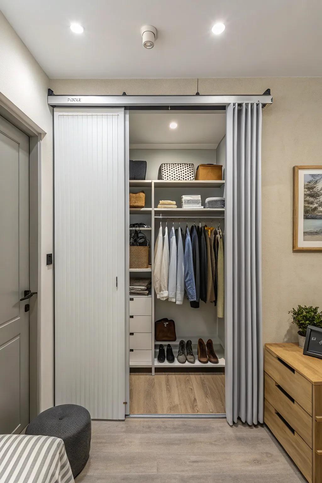 Accordion doors are flexible and easy to use in wide spaces.