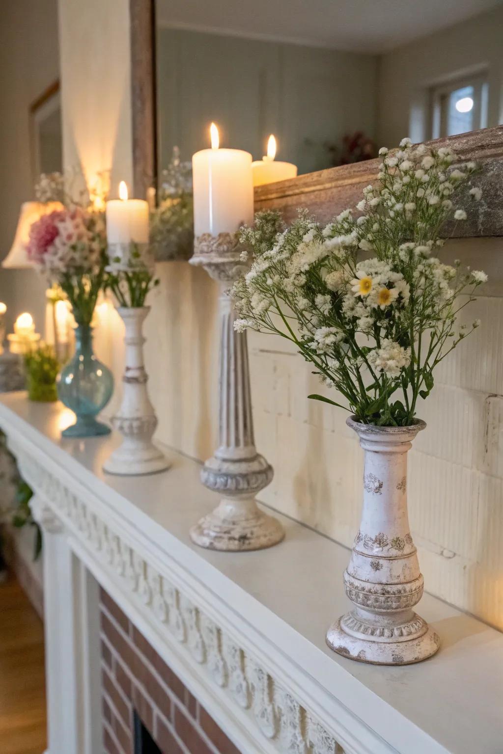 Candlestick holders can be repurposed into chic miniature vases.