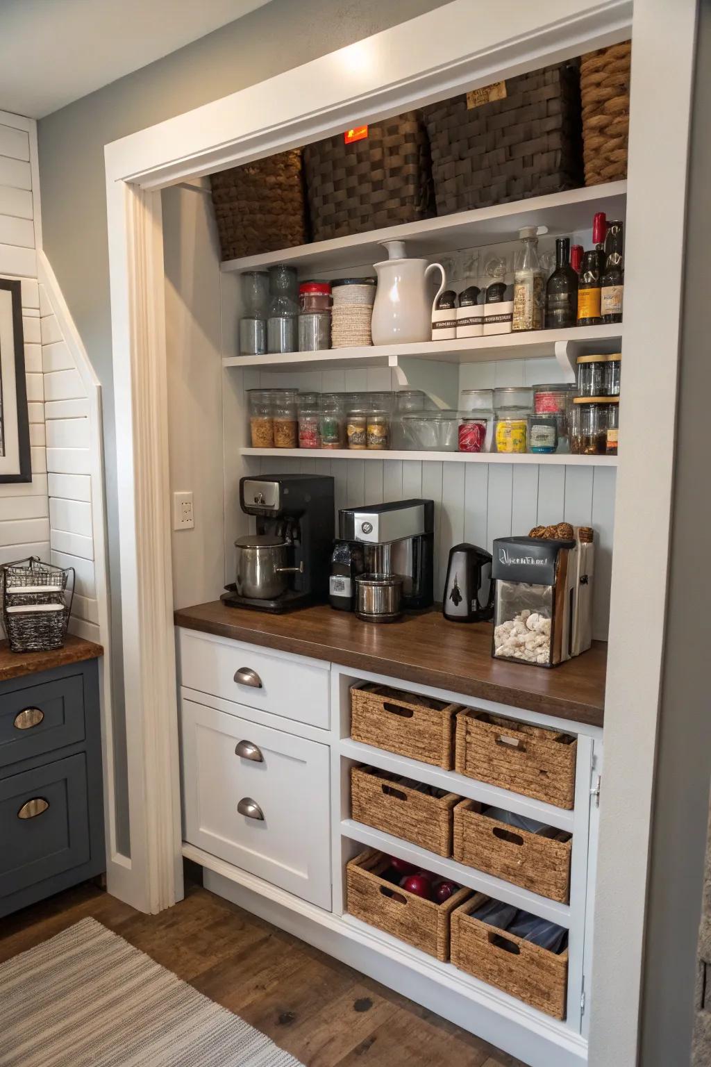 Transform alcoves into functional spaces in small kitchens.