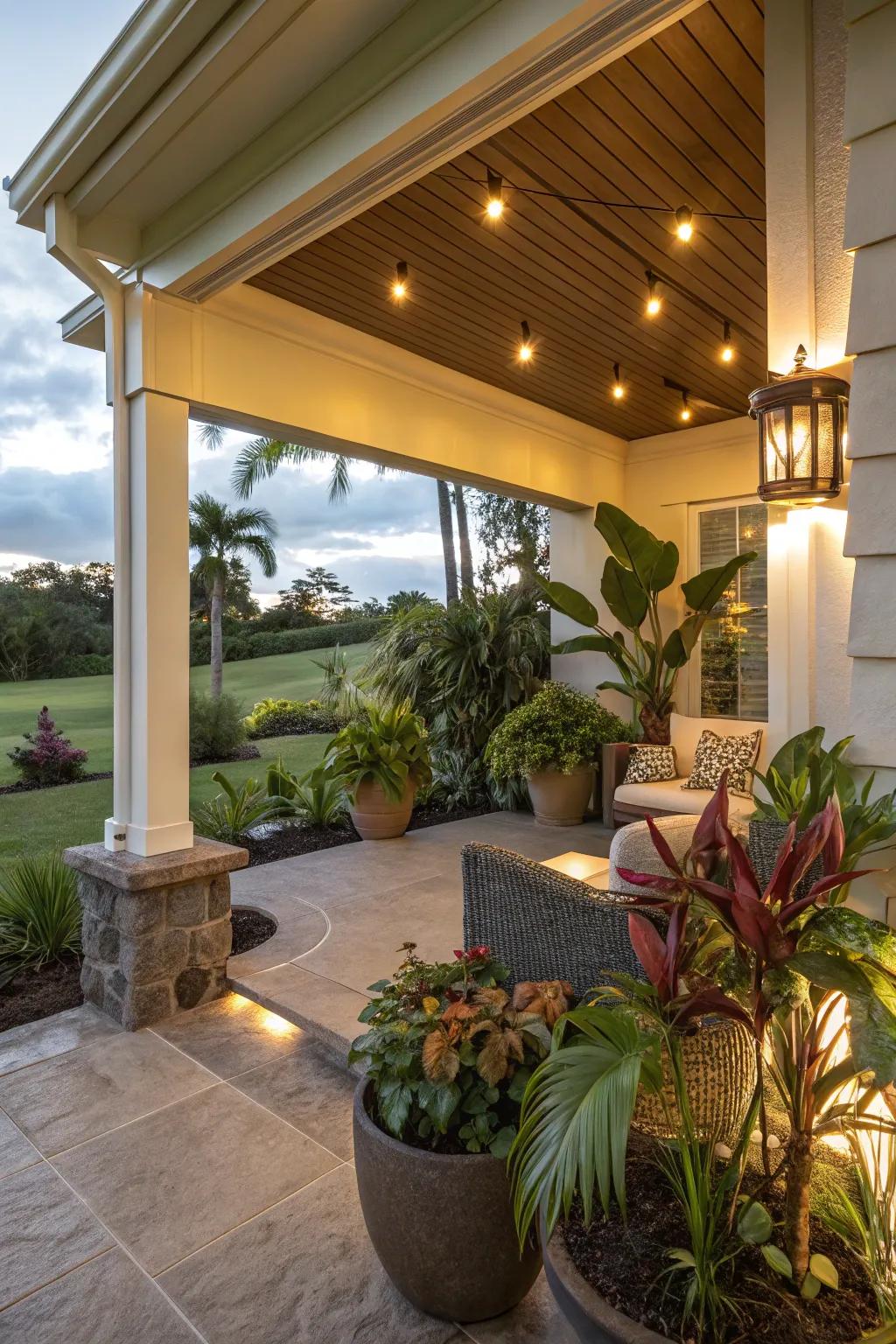 Emphasize your lanai's salient features via strategic accent illumination.
