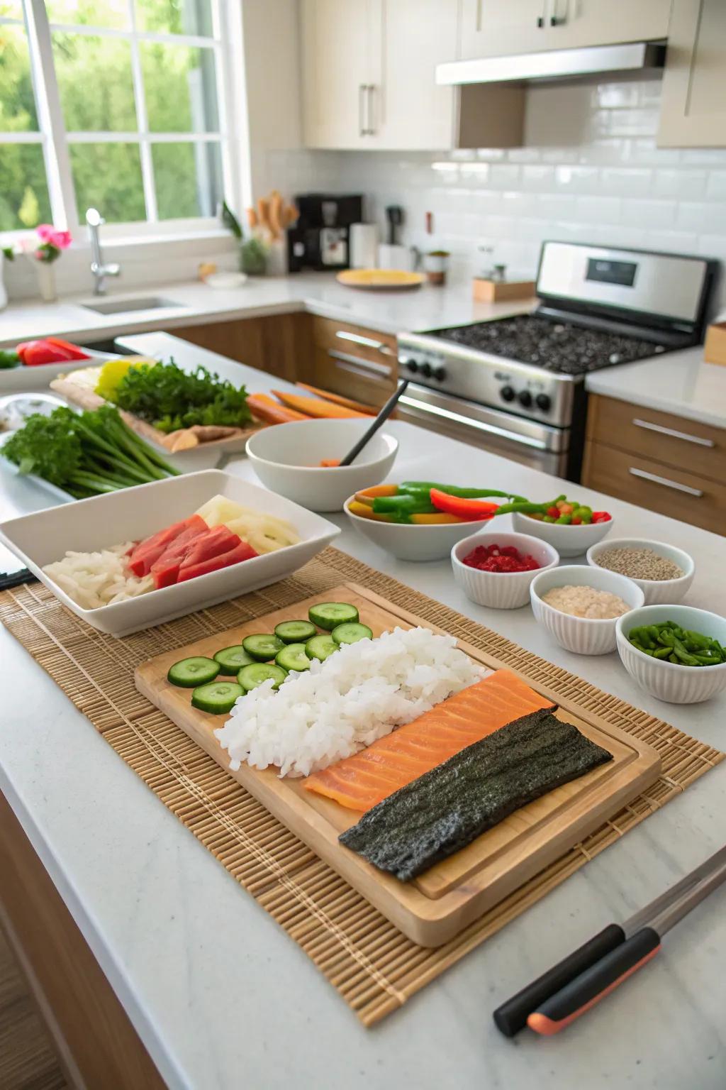 A bespoke sushi assembly station for an amusing, interactive treat.