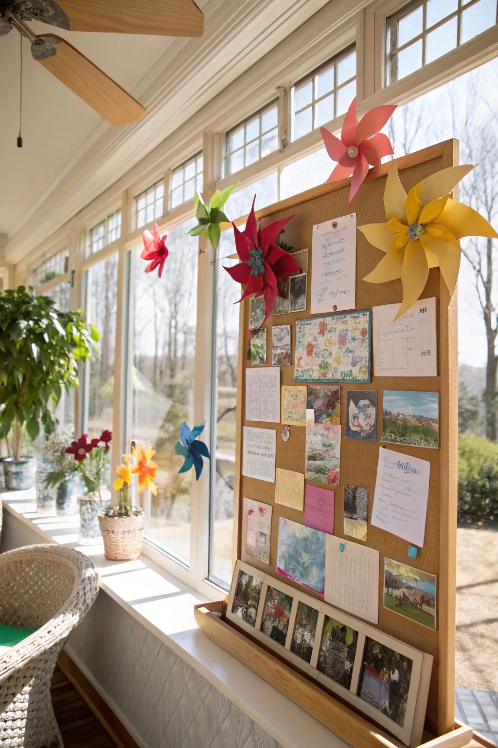 Whimsical windmills convey kineticism and flair within your aesthetic arrangement.