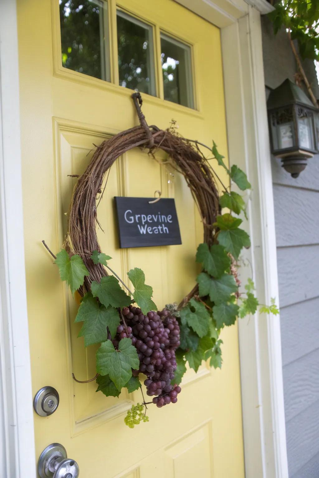 Personalize your wreath with a welcoming chalkboard plate.