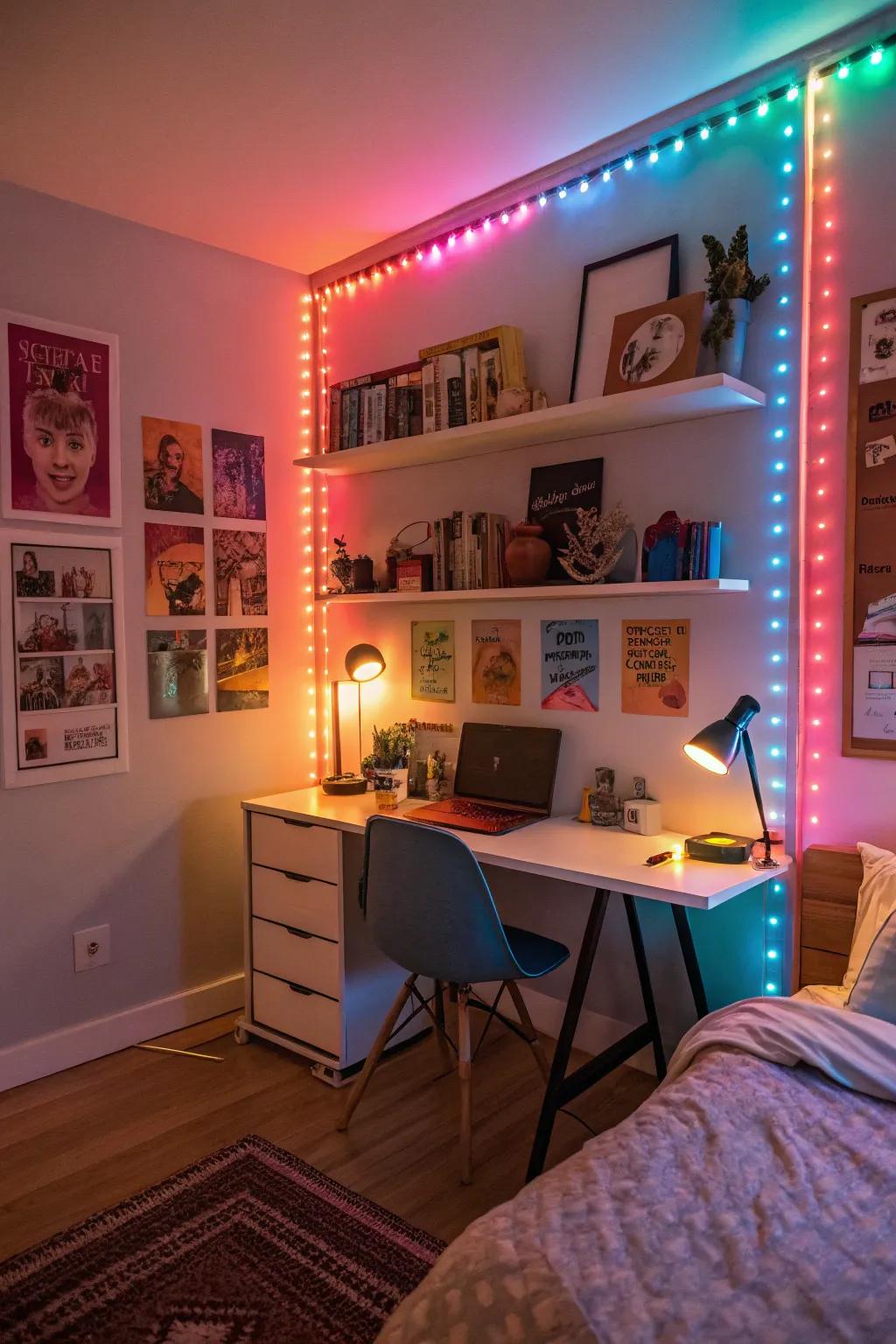 Creative lighting adds a modern and personalized touch.