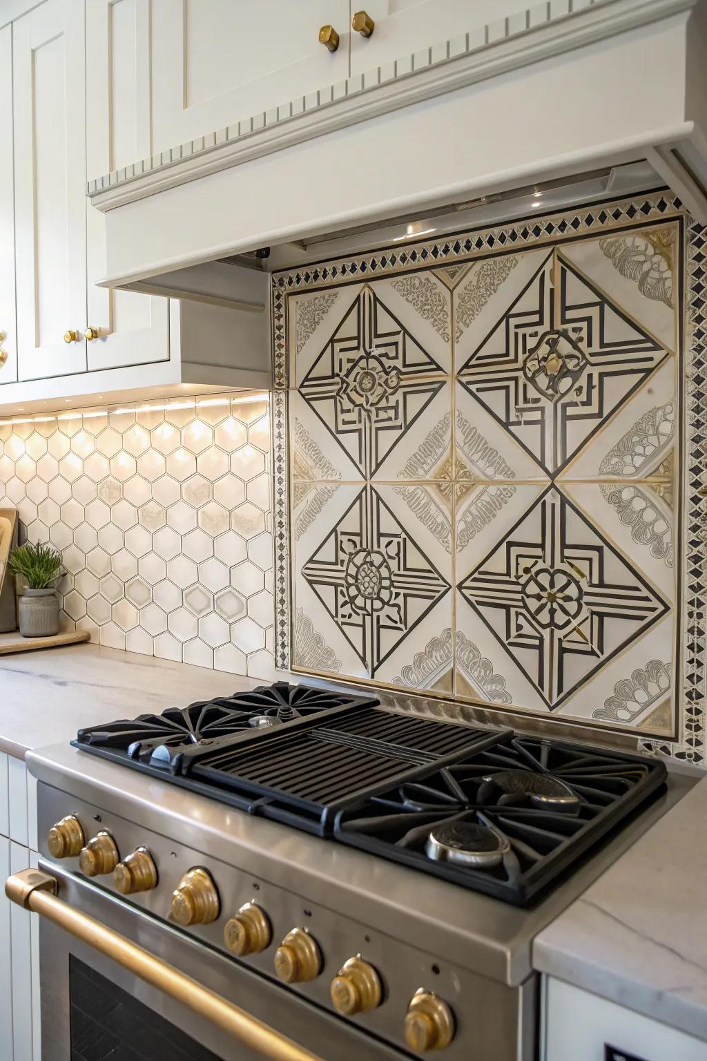 Art Deco squares blend vintage elegance with modern flair.