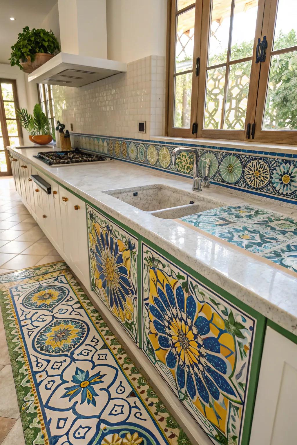 Moroccan tiling provides exotic appeal and artistry.