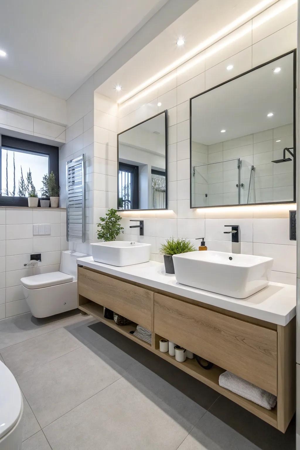 Elevated fixtures enhance the sensation of area and modernism.