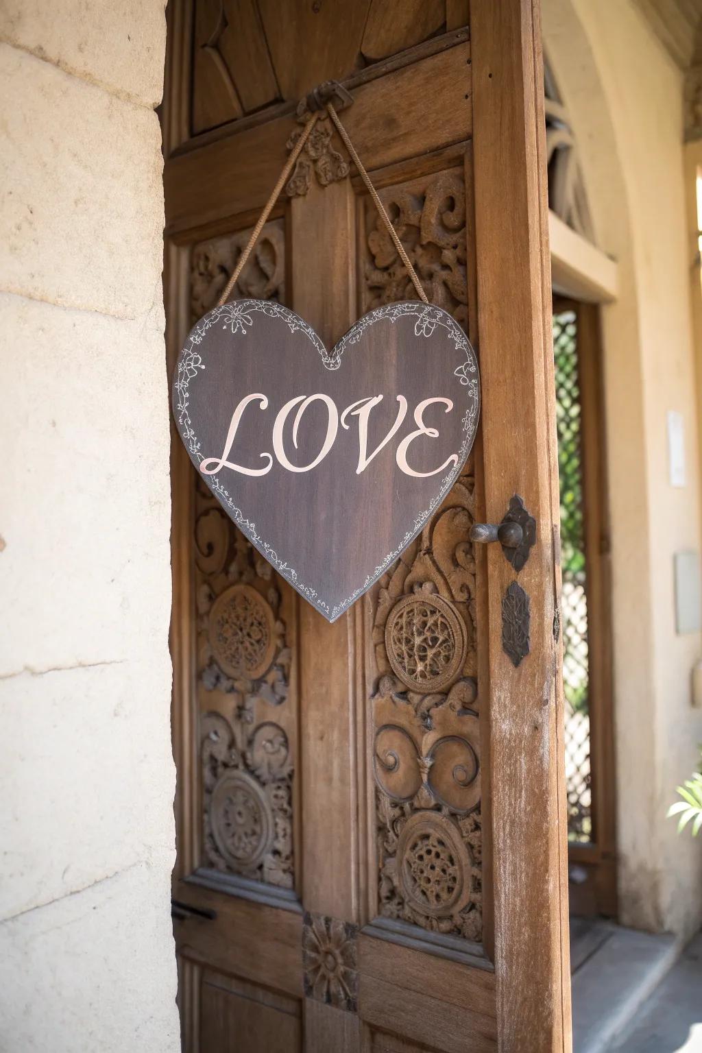 An adoration excerpt indicator contributes a heartfelt message to your Valentine's decor.