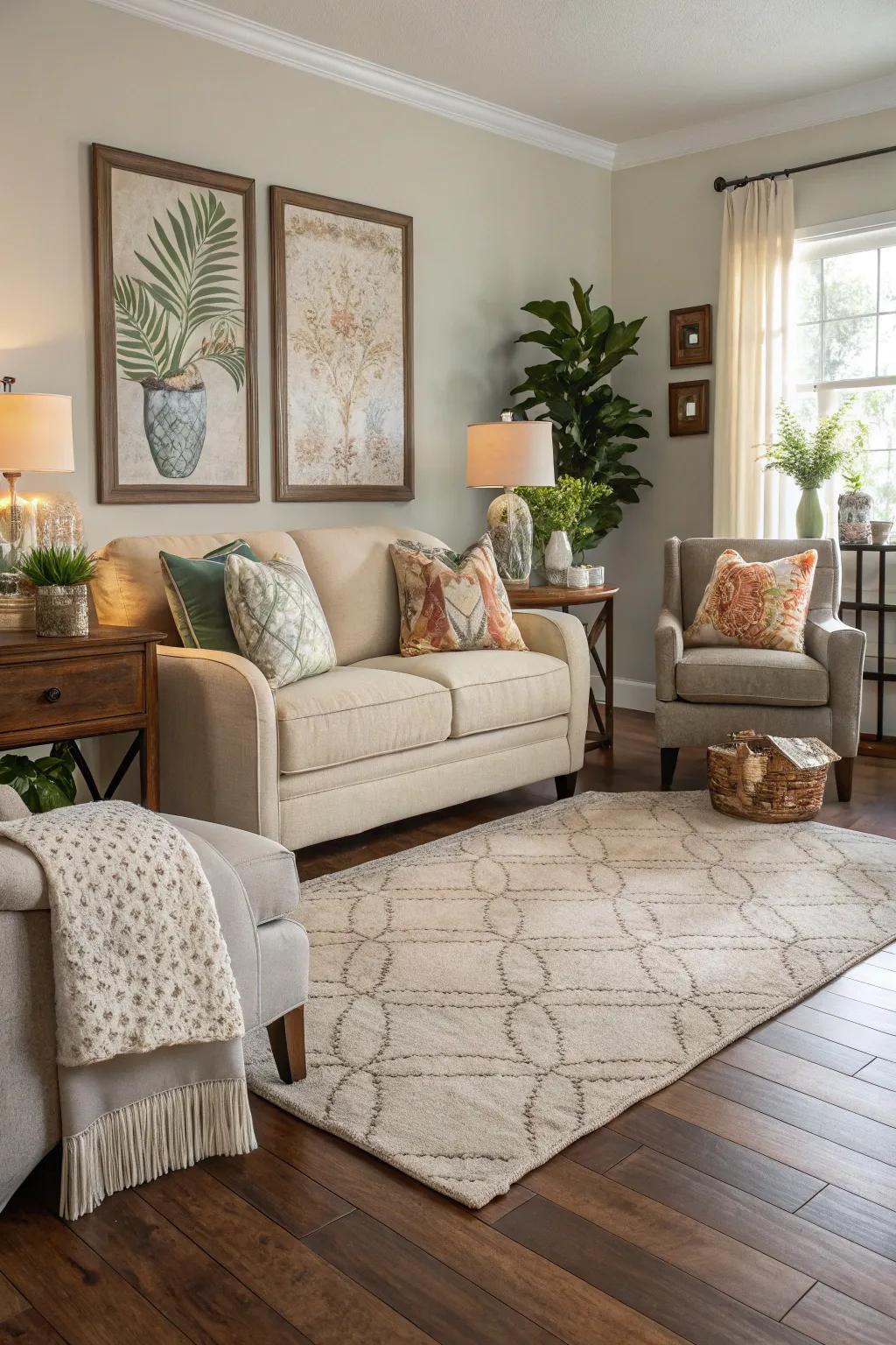Rugs complement vinyl surfaces exquisitely, appending warmth.