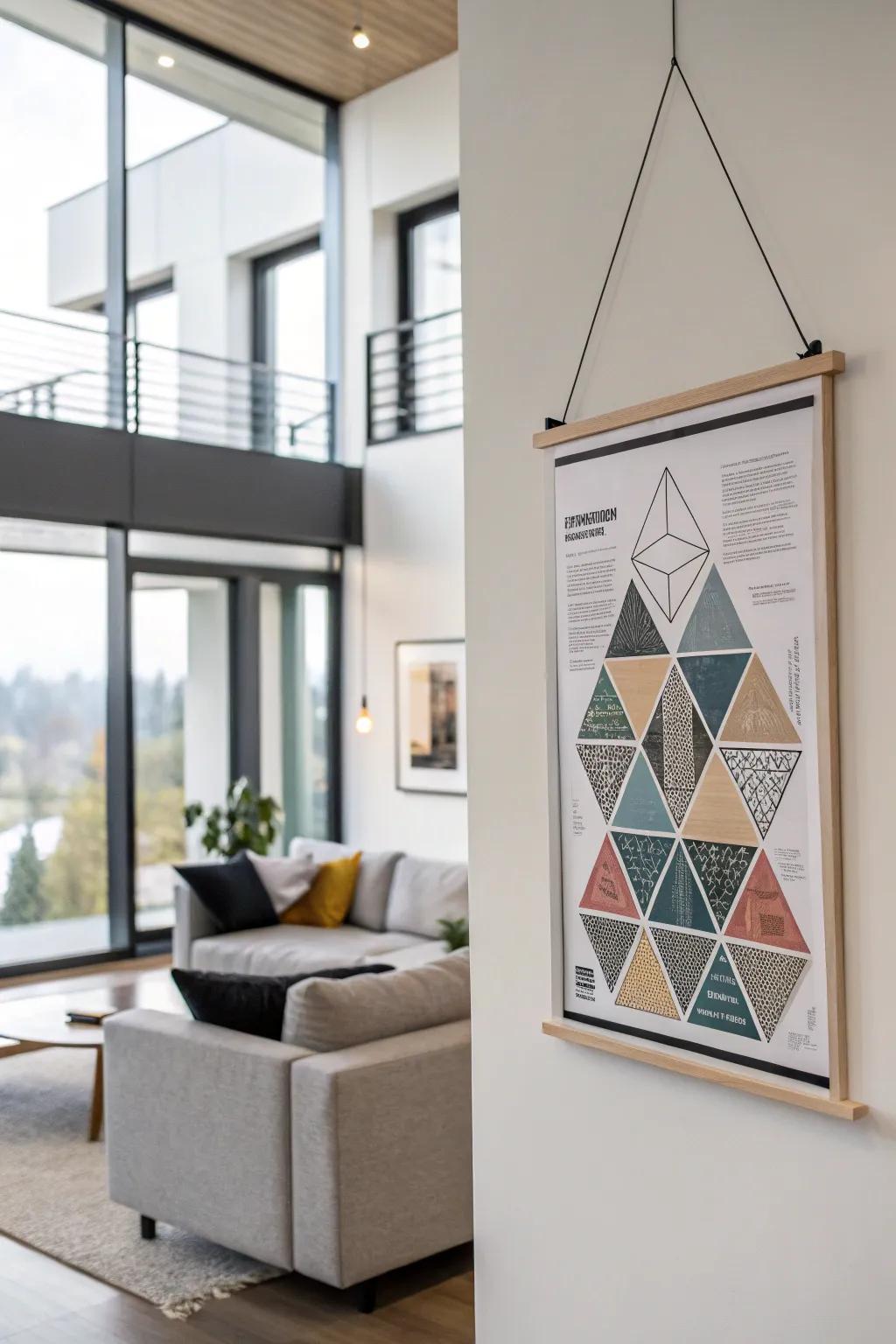 Modern structure showing geometric designs.