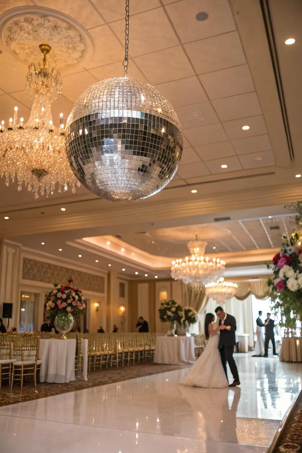 Reflective orbs introduce retro fun and sparkle.