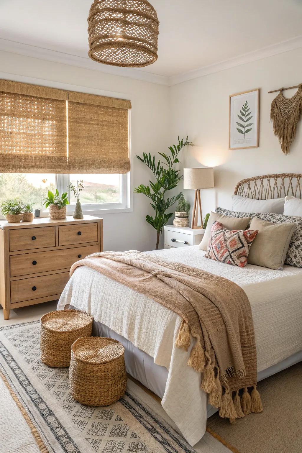 Rattan blinds contribute a boho, beachy vibe to any space.