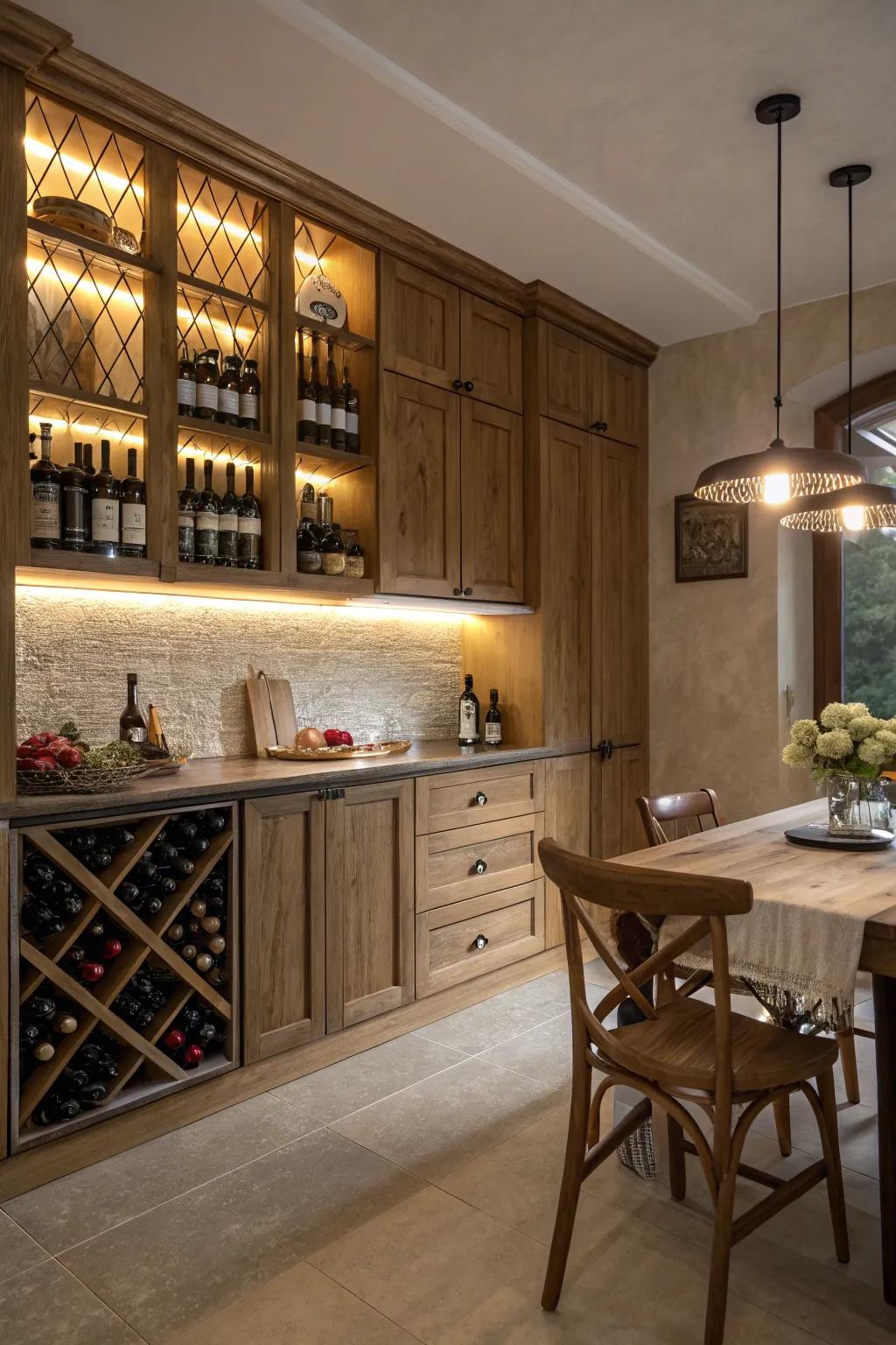 Ambient lighting highlights the allure of your wine display.