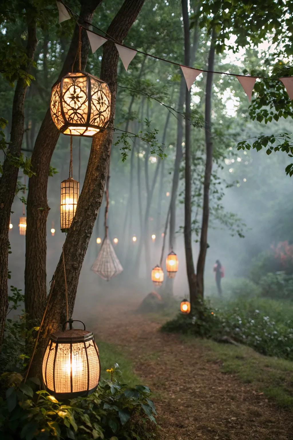 With hanging lamps, you can create a magical atmosphere.