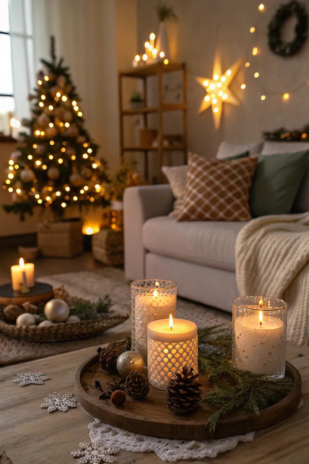 A snug chamber featuring holiday aromas enriching the festive atmosphere.