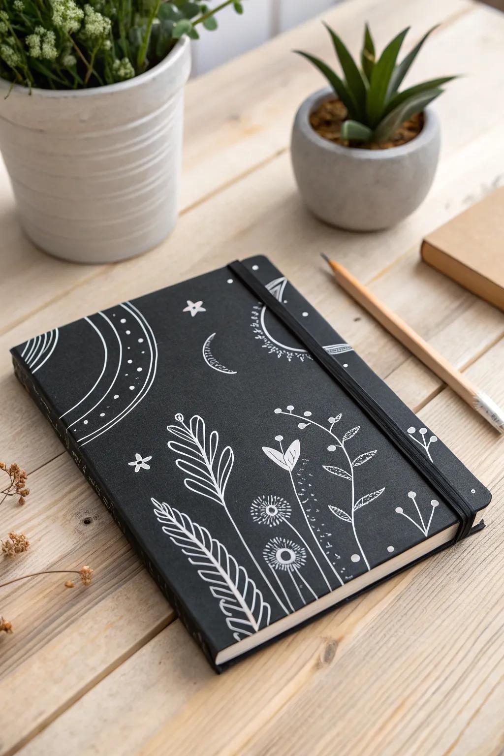Embrace perpetual creative expression through the agency of a chalkboard notebook cover — wherein each nascent ideation finds its stylistic emplacement.