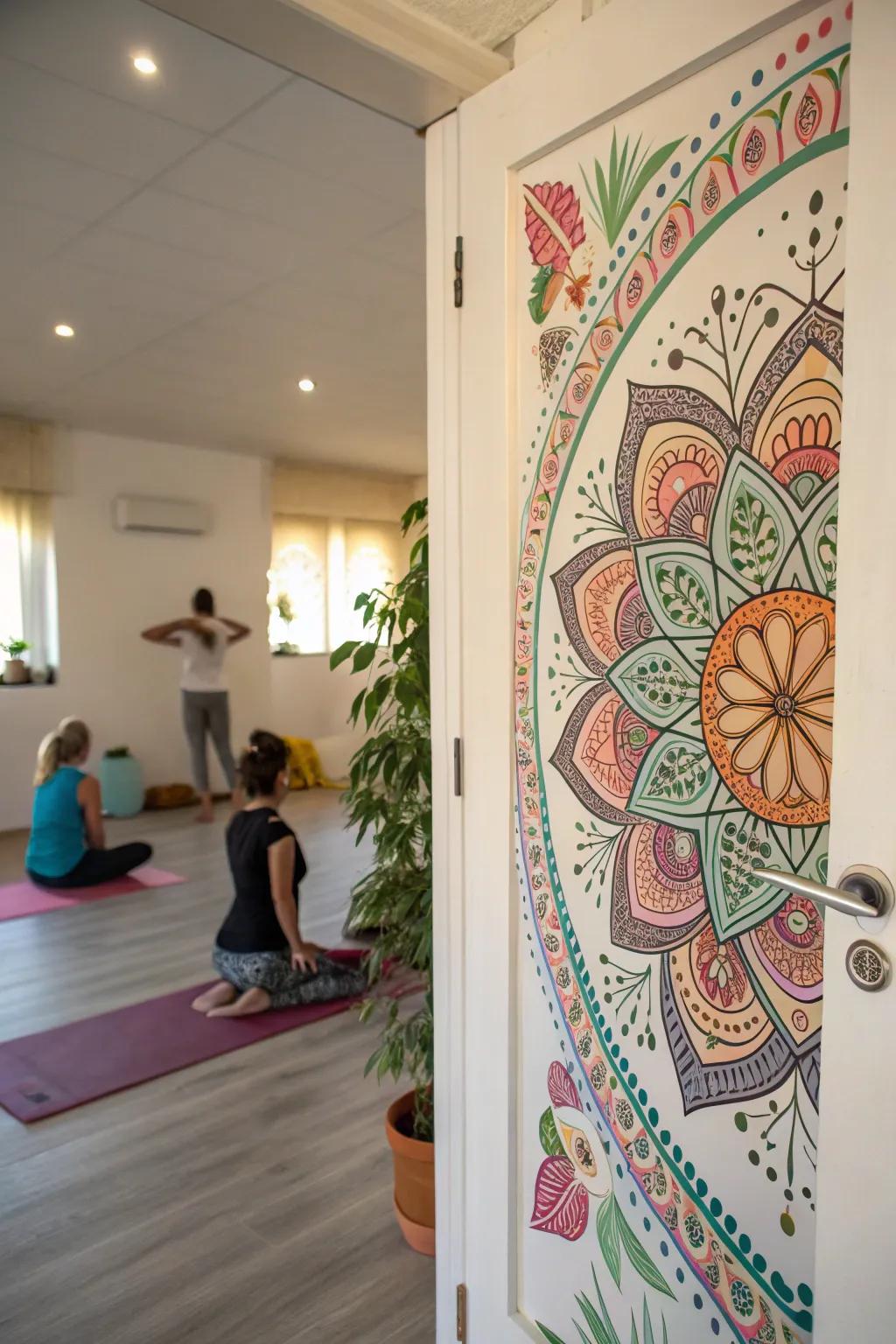 An access adorned through symbolic ornamentation, amplifying serenity and focus.