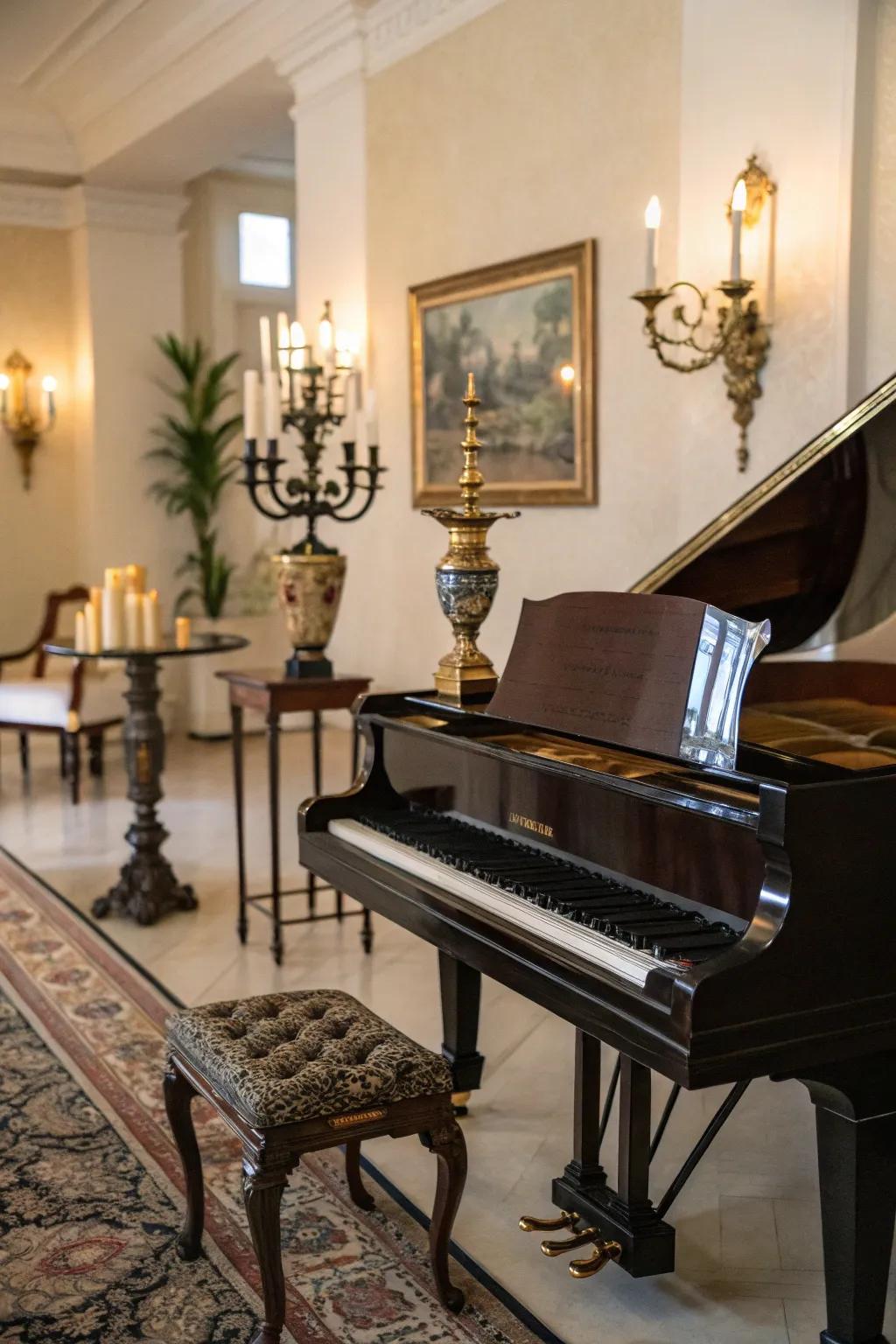 Traditional decor elements introduce timeless elegance.