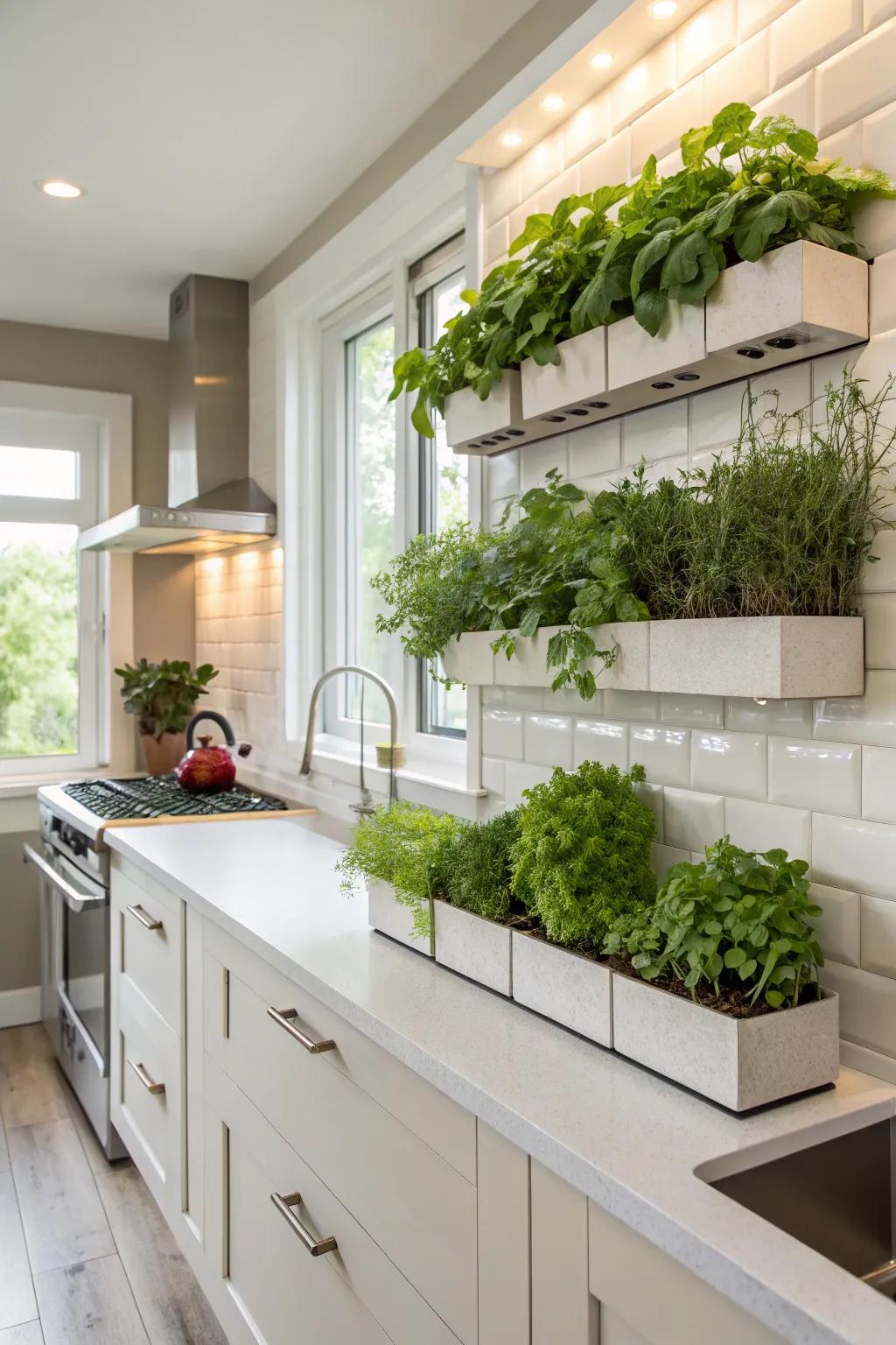 Incorporate plant life for a fresh and natural cooking area vibe.