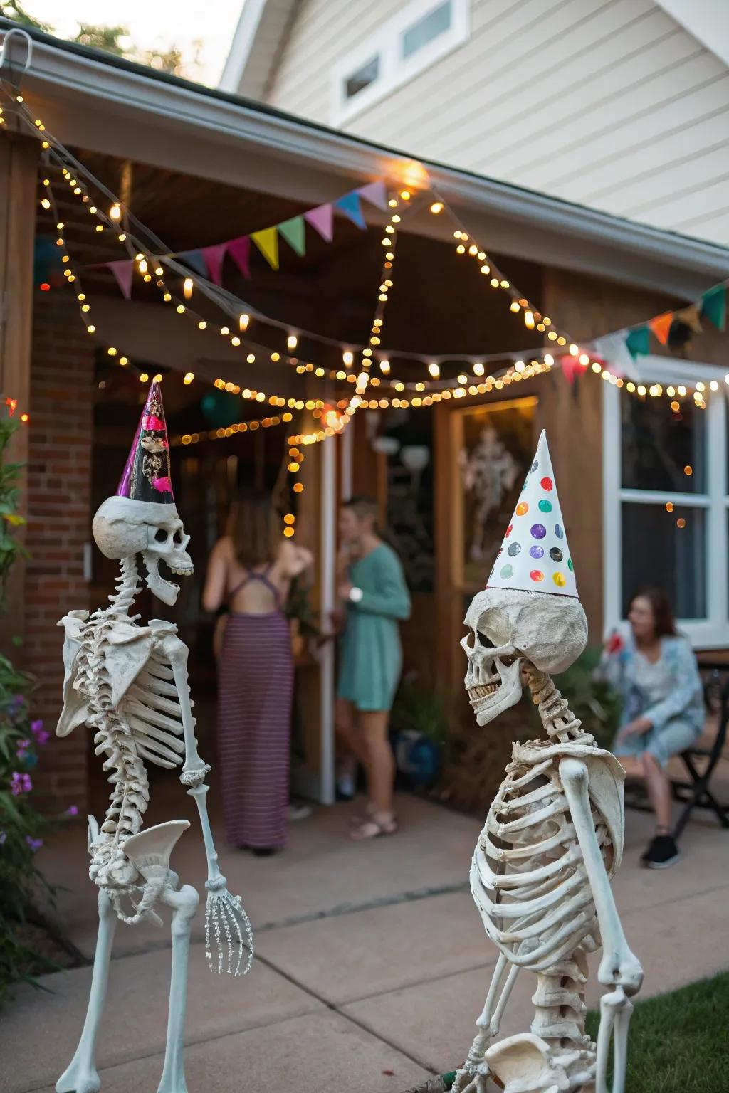 Osseous receptionists introduce a humorous and spooky welcome for your attendees.