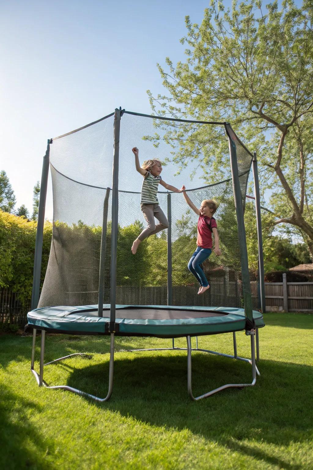 Bounce into fun on a garden trampoline.