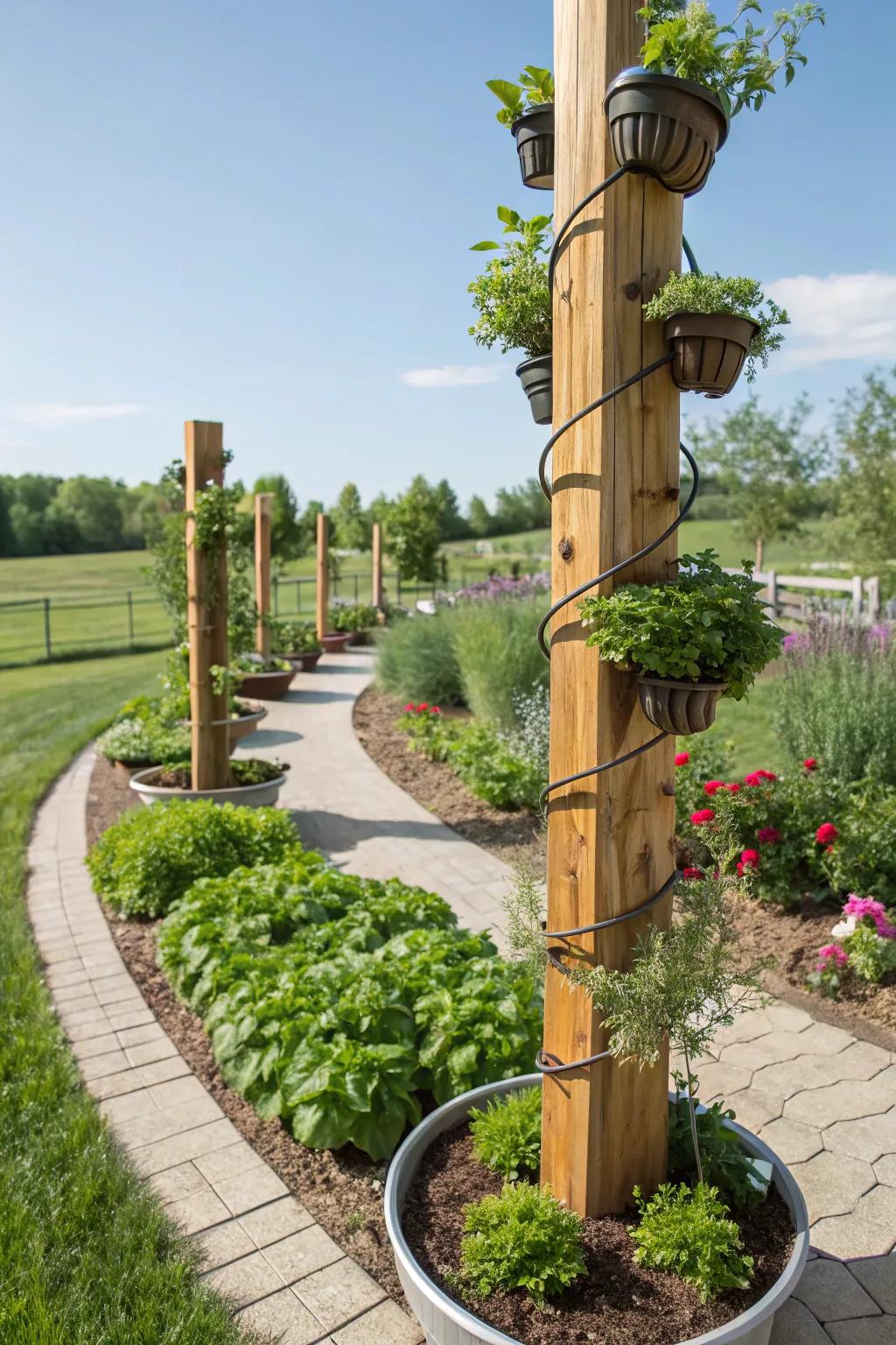 Retain herbs close and stylish with spiraling herb supports.