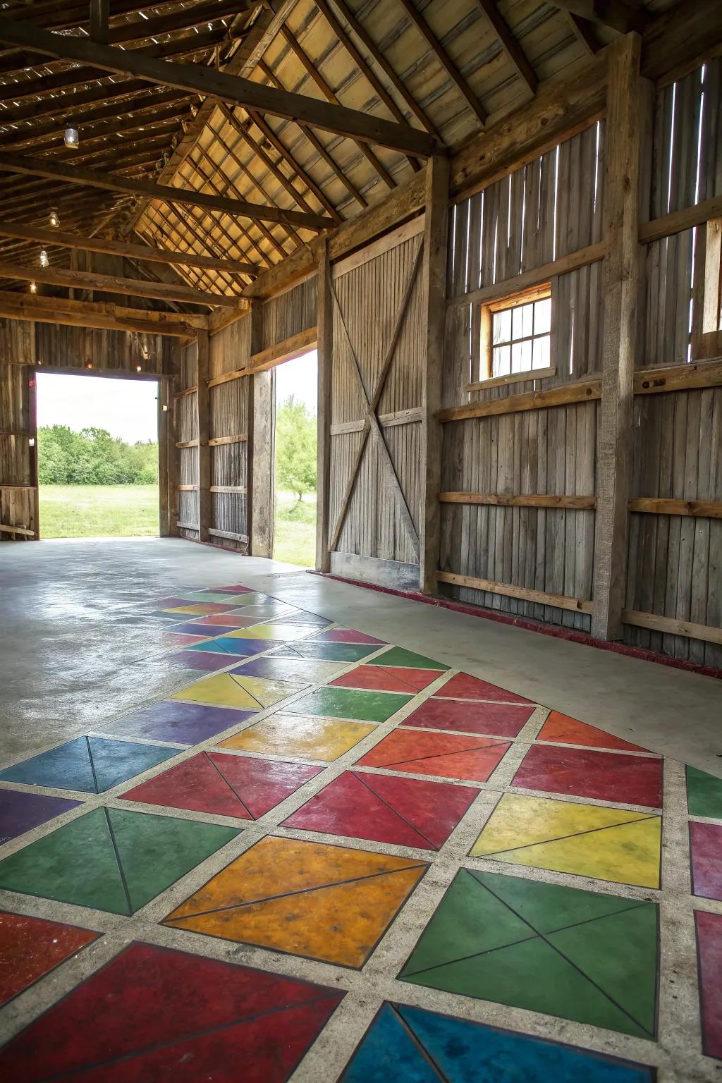 Shaded solid surface floors add color and artistic flair.