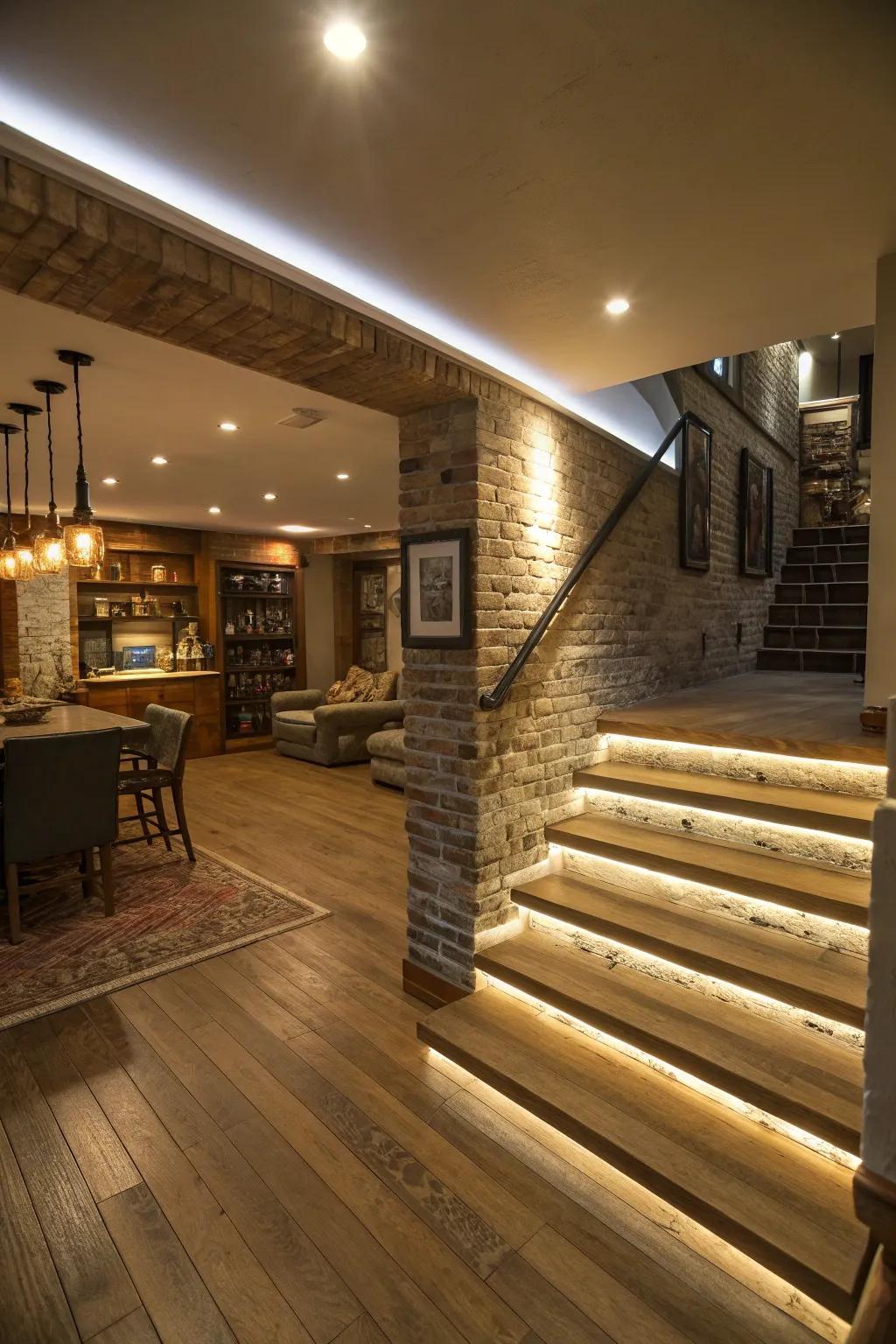 Layered lighting creates customizable ambiance.