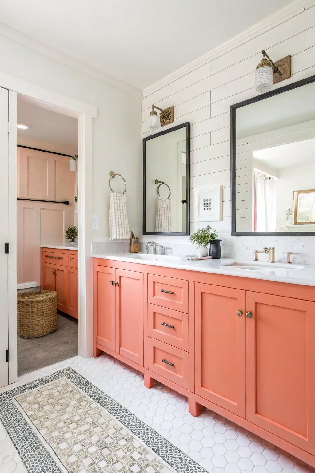 Coral tones introduces an unexpected burst of color.