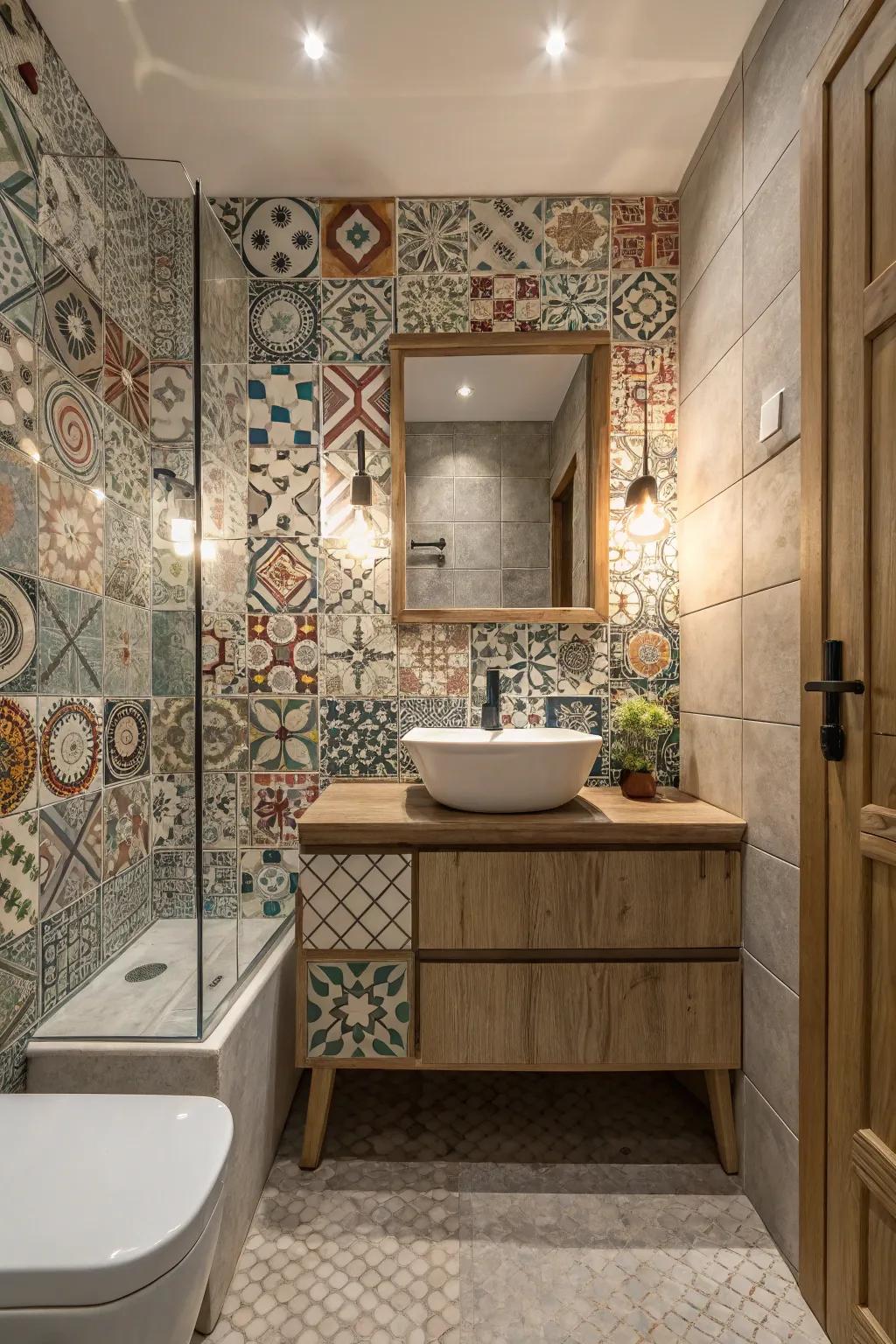 Unexpected textures include depth and intrigue to your lavatory design.